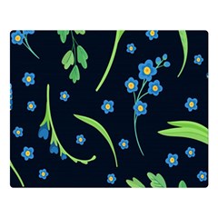 Abstract Wild Flowers Dark Blue Background Blue Flower Blossom Flat Retro Seamless Pattern Daisy Premium Plush Fleece Blanket (large) by uniart180623