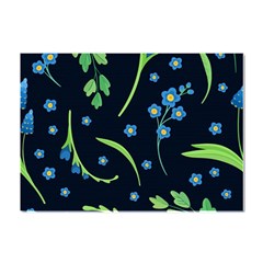 Abstract Wild Flowers Dark Blue Background Blue Flower Blossom Flat Retro Seamless Pattern Daisy Crystal Sticker (a4) by uniart180623