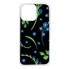 Abstract Wild Flowers Dark Blue Background Blue Flower Blossom Flat Retro Seamless Pattern Daisy Iphone 14 Pro Max Tpu Uv Print Case by uniart180623