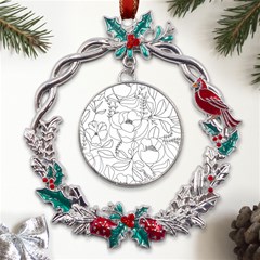 Contemporary-nature-seamless-pattern Metal X mas Wreath Holly Leaf Ornament