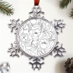 Contemporary-nature-seamless-pattern Metal Large Snowflake Ornament by uniart180623