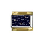 Hand-drawn-scratch-style-night-sky-with-moon-cloud-space-among-stars-seamless-pattern-vector-design- Gold Trim Italian Charm (9mm) Front