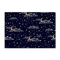 Hand-drawn-scratch-style-night-sky-with-moon-cloud-space-among-stars-seamless-pattern-vector-design- Sticker A4 (10 Pack) by uniart180623