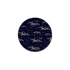 Hand-drawn-scratch-style-night-sky-with-moon-cloud-space-among-stars-seamless-pattern-vector-design- Golf Ball Marker (4 Pack) by uniart180623