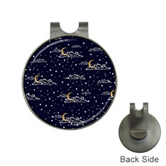 Hand-drawn-scratch-style-night-sky-with-moon-cloud-space-among-stars-seamless-pattern-vector-design- Hat Clips With Golf Markers by uniart180623