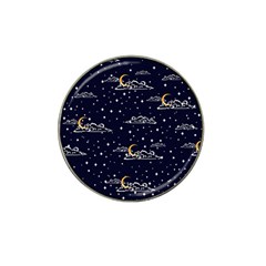 Hand-drawn-scratch-style-night-sky-with-moon-cloud-space-among-stars-seamless-pattern-vector-design- Hat Clip Ball Marker (4 Pack) by uniart180623