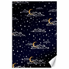 Hand-drawn-scratch-style-night-sky-with-moon-cloud-space-among-stars-seamless-pattern-vector-design- Canvas 24  X 36  by uniart180623