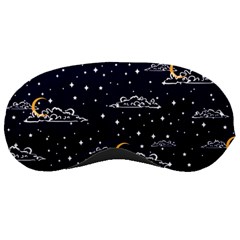 Hand-drawn-scratch-style-night-sky-with-moon-cloud-space-among-stars-seamless-pattern-vector-design- Sleeping Mask by uniart180623