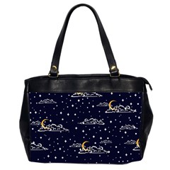 Hand-drawn-scratch-style-night-sky-with-moon-cloud-space-among-stars-seamless-pattern-vector-design- Oversize Office Handbag (2 Sides) by uniart180623