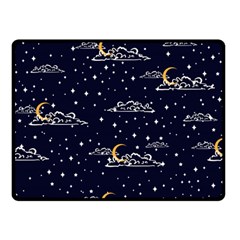 Hand-drawn-scratch-style-night-sky-with-moon-cloud-space-among-stars-seamless-pattern-vector-design- Two Sides Fleece Blanket (small) by uniart180623