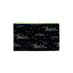 Hand-drawn-scratch-style-night-sky-with-moon-cloud-space-among-stars-seamless-pattern-vector-design- Cosmetic Bag (xs) by uniart180623