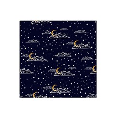 Hand-drawn-scratch-style-night-sky-with-moon-cloud-space-among-stars-seamless-pattern-vector-design- Satin Bandana Scarf 22  X 22  by uniart180623