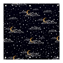 Hand-drawn-scratch-style-night-sky-with-moon-cloud-space-among-stars-seamless-pattern-vector-design- Banner And Sign 3  X 3  by uniart180623