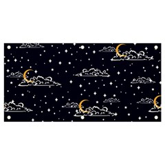 Hand-drawn-scratch-style-night-sky-with-moon-cloud-space-among-stars-seamless-pattern-vector-design- Banner And Sign 4  X 2  by uniart180623