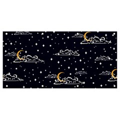 Hand-drawn-scratch-style-night-sky-with-moon-cloud-space-among-stars-seamless-pattern-vector-design- Banner And Sign 8  X 4  by uniart180623