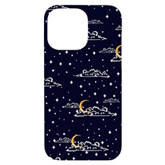 Hand-drawn-scratch-style-night-sky-with-moon-cloud-space-among-stars-seamless-pattern-vector-design- Iphone 14 Pro Max Black Uv Print Case by uniart180623