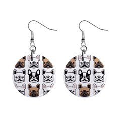 Dog-french-bulldog-seamless-pattern-face-head Mini Button Earrings by uniart180623