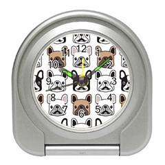 Dog-french-bulldog-seamless-pattern-face-head Travel Alarm Clock by uniart180623