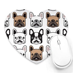 Dog-french-bulldog-seamless-pattern-face-head Heart Mousepad by uniart180623