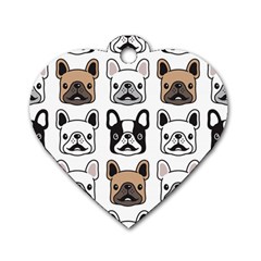 Dog-french-bulldog-seamless-pattern-face-head Dog Tag Heart (one Side) by uniart180623