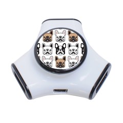 Dog-french-bulldog-seamless-pattern-face-head 3-port Usb Hub by uniart180623