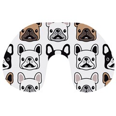 Dog-french-bulldog-seamless-pattern-face-head Travel Neck Pillow by uniart180623