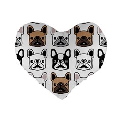 Dog-french-bulldog-seamless-pattern-face-head Standard 16  Premium Flano Heart Shape Cushions by uniart180623