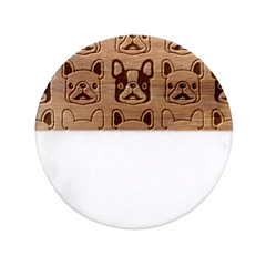 Dog-french-bulldog-seamless-pattern-face-head Classic Marble Wood Coaster (round)  by uniart180623