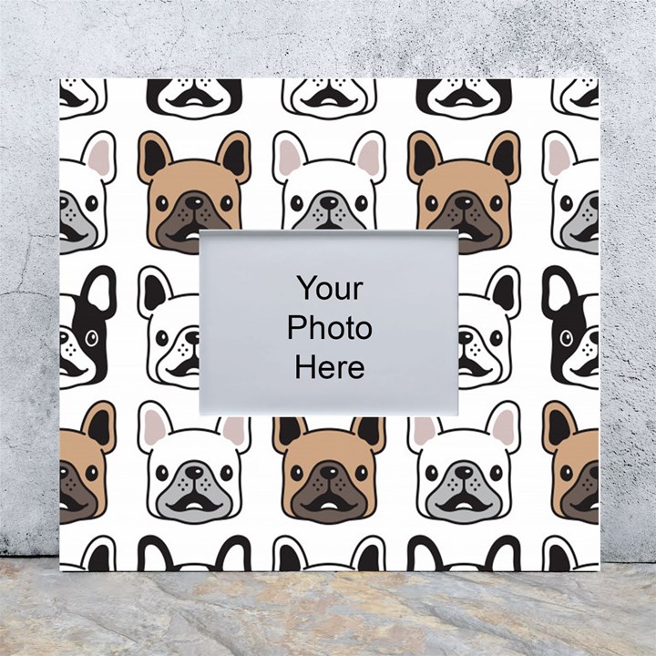 Dog-french-bulldog-seamless-pattern-face-head White Wall Photo Frame 5  x 7 