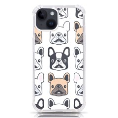 Dog-french-bulldog-seamless-pattern-face-head Iphone 14 Tpu Uv Print Case by uniart180623