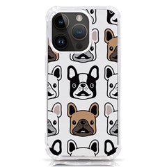 Dog-french-bulldog-seamless-pattern-face-head Iphone 14 Pro Tpu Uv Print Case by uniart180623