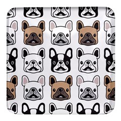 Dog-french-bulldog-seamless-pattern-face-head Square Glass Fridge Magnet (4 Pack) by uniart180623