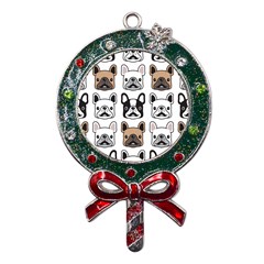 Dog-french-bulldog-seamless-pattern-face-head Metal X mas Lollipop With Crystal Ornament