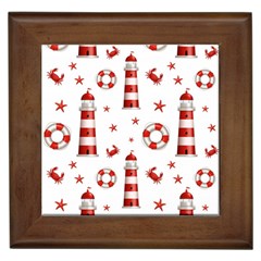 Nautical-seamless-pattern Framed Tile by uniart180623