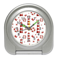 Nautical-seamless-pattern Travel Alarm Clock by uniart180623