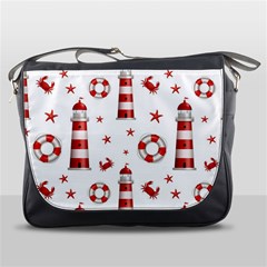 Nautical-seamless-pattern Messenger Bag by uniart180623