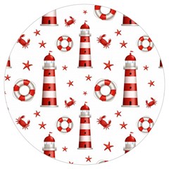 Nautical-seamless-pattern Round Trivet