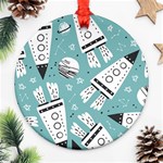 Cute-seamless-pattern-with-rocket-planets-stars Round Ornament (Two Sides) Back