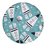 Cute-seamless-pattern-with-rocket-planets-stars Round Glass Fridge Magnet (4 pack) Front