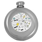 Set-cute-colorful-doodle-hand-drawing Round Hip Flask (5 oz) Front