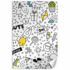 Set-cute-colorful-doodle-hand-drawing Canvas 24  X 36  by uniart180623