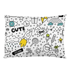 Set-cute-colorful-doodle-hand-drawing Pillow Case by uniart180623