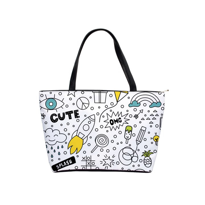 Set-cute-colorful-doodle-hand-drawing Classic Shoulder Handbag