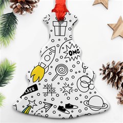 Set-cute-colorful-doodle-hand-drawing Christmas Tree Ornament (two Sides) by uniart180623