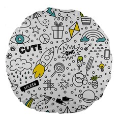 Set-cute-colorful-doodle-hand-drawing Large 18  Premium Flano Round Cushions by uniart180623