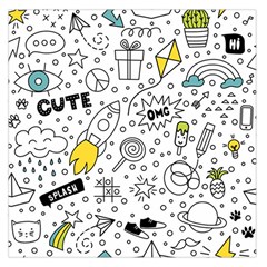 Set-cute-colorful-doodle-hand-drawing Square Satin Scarf (36  X 36 ) by uniart180623