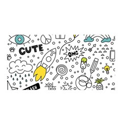 Set-cute-colorful-doodle-hand-drawing Satin Wrap 35  X 70  by uniart180623