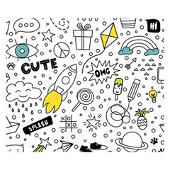 Set-cute-colorful-doodle-hand-drawing Premium Plush Fleece Blanket (small) by uniart180623