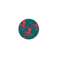 Cute-smiling-red-octopus-swimming-underwater 1  Mini Buttons by uniart180623