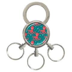 Cute-smiling-red-octopus-swimming-underwater 3-ring Key Chain by uniart180623